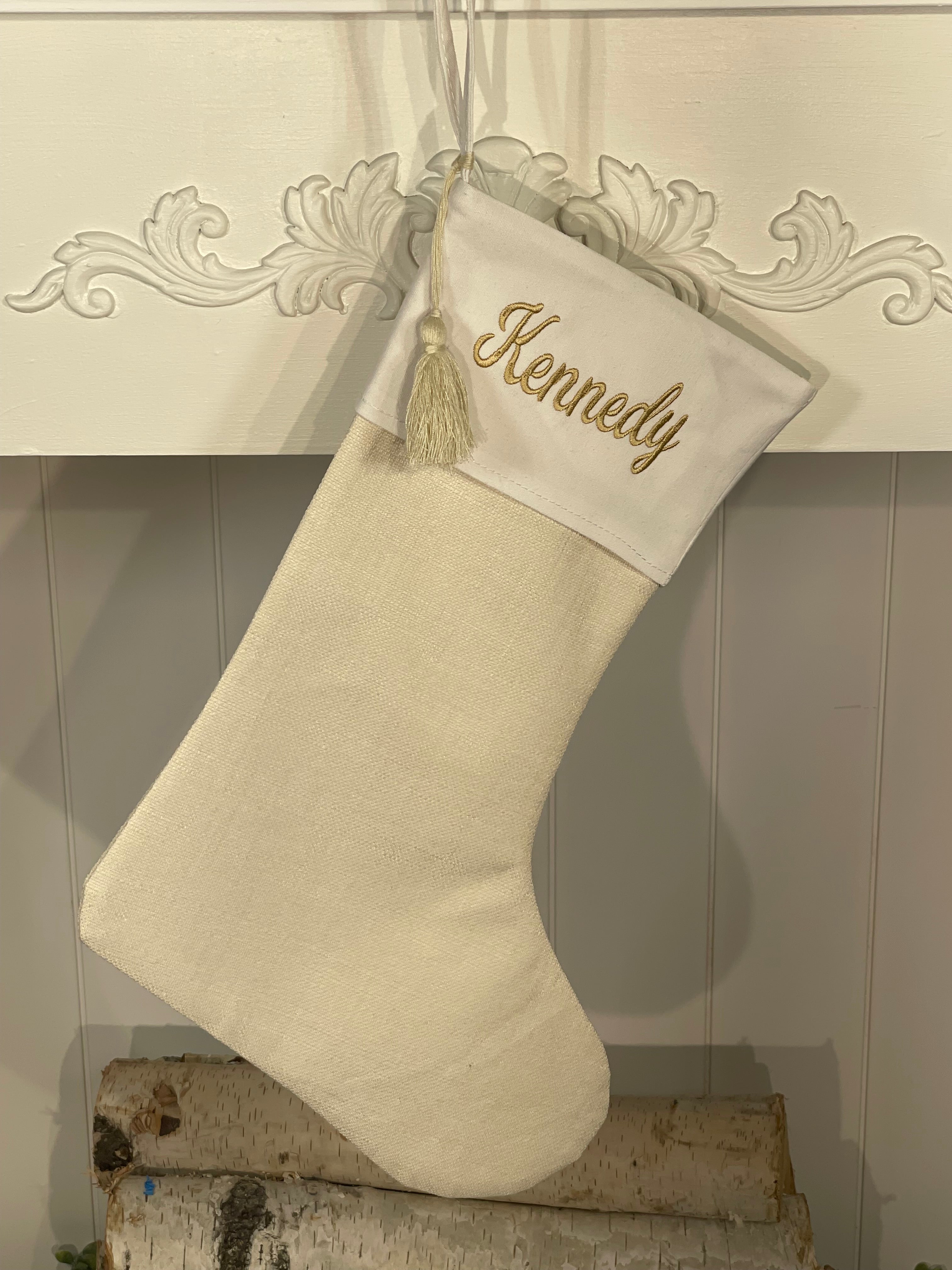 Linen Christmas Stocking Embroidery Blanks with Modern Elegant Style – HolidayBlanks