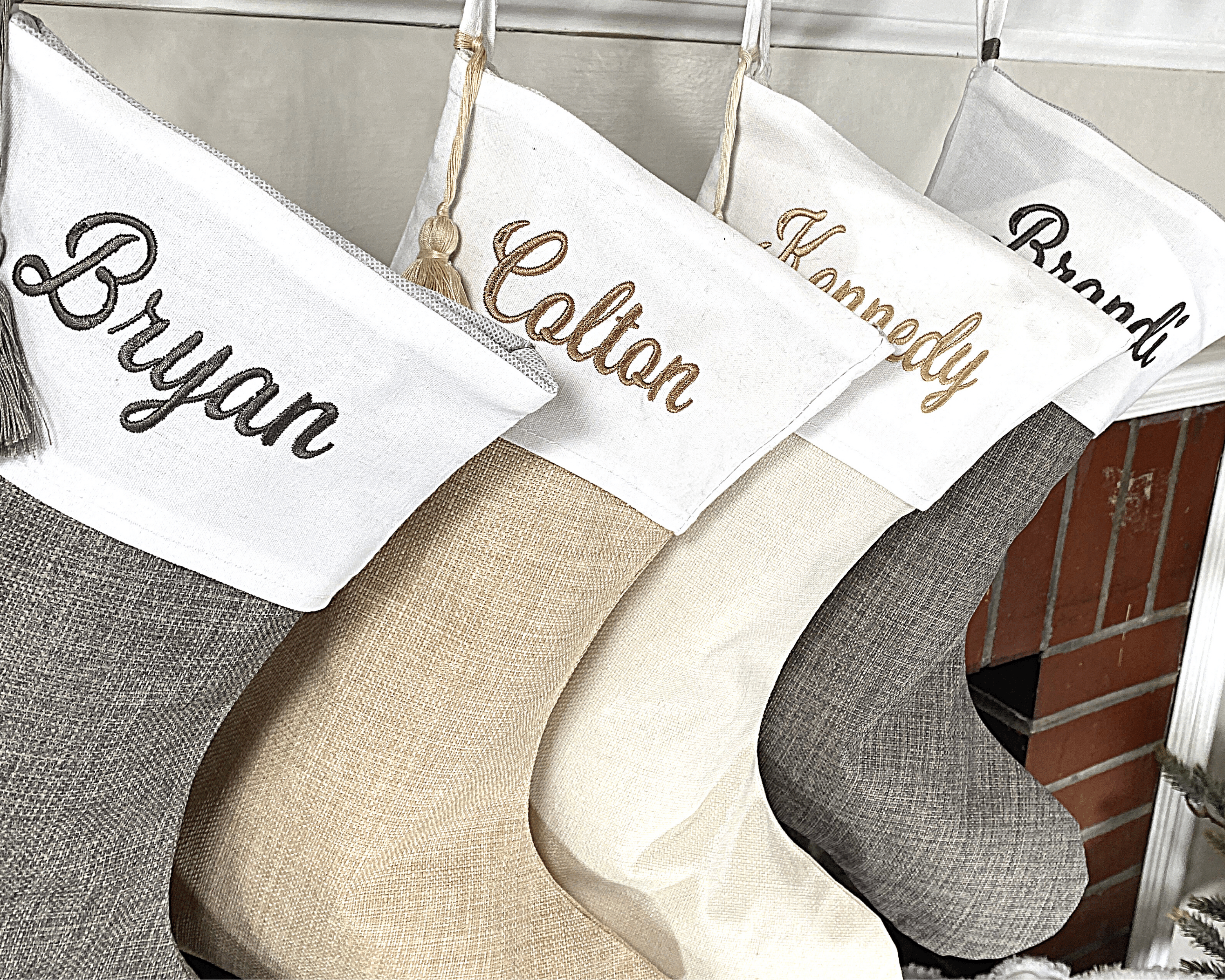 Linen Christmas Stocking Embroidery Blanks with Modern Elegant Style – HolidayBlanks