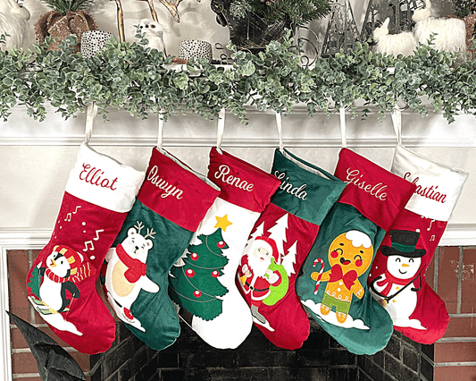 Christmas Stocking Embroidery Blanks Appliqué Velvet Family Christmas Stocking Blanks