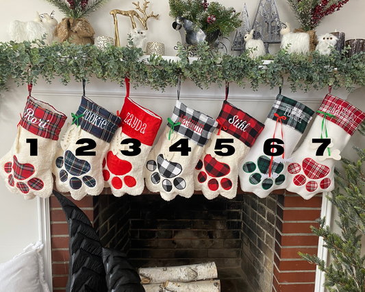 Christmas Embroidery Paw Stocking Blanks for Dog Cat Furbaby