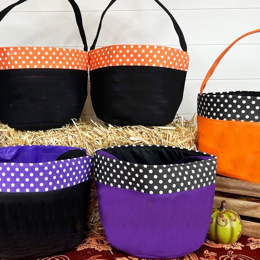 Halloween Basket Bucket Embroidery Blanks with Small Dot Design